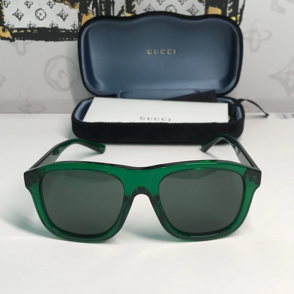 ✨ Brand New Gucci GG1316S 004 Sunglasses – Transparent Green with Green Lenses ✨
